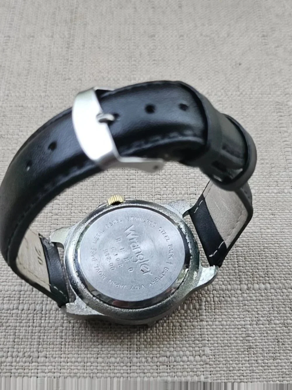 Vintage Wrangler Men Wristwatch Silver Tone Case Day/Date Calendar Quartz Watch